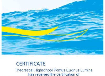 Liceul Teoretic “Pontus Euxinus” Lumina a obținut Certificatul European Blue School